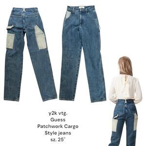 y2k vintage GUESS patchwork Cargo style jeans size 25"